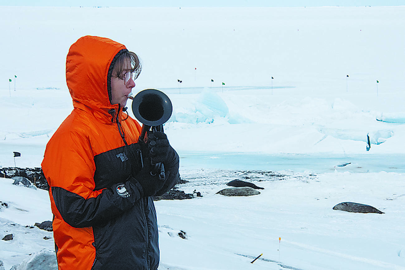 音楽家は南極では暖かい手袋が必要